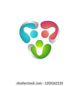 modern global teamwork logo symbol icon vector design illustration