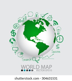 Modern globe with application icon, modern template design. Vector illustration.