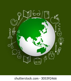 Modern globe with application icon, modern template design. Vector illustration.