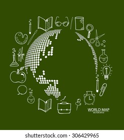 Modern globe with application icon, modern template design. Vector illustration.