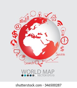 Modern globe with application icon, modern template design. Vector illustration.