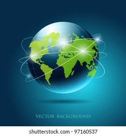 Modern Globe Blue And Green Connection, Vector Illustration