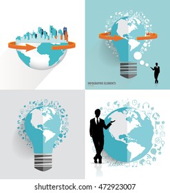 Modern globe and City with application icon, modern template design. Vector illustration