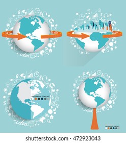 Modern globe and City with application icon, modern template design. Vector illustration