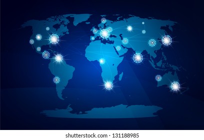Modern globe connections network design, vector illustration
