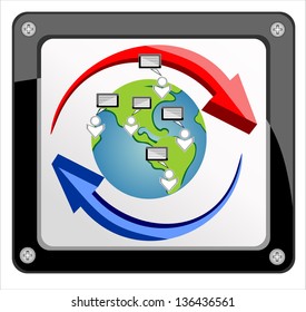 Modern globe connections network design, vector illustration
