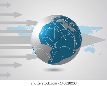 Modern globe connections network design, vector illustration