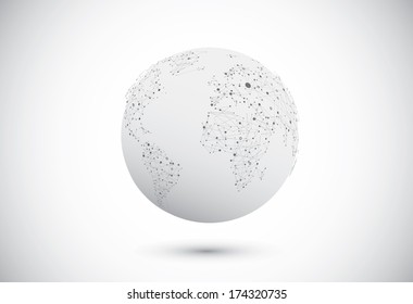Modern globe connections network design. Vector illustration
