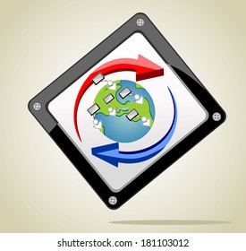 Modern globe connections network design, vector illustration