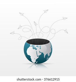 Modern globe connections network design, vector illustration