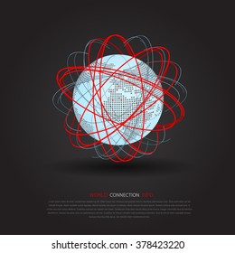 Modern globe connections network design theme