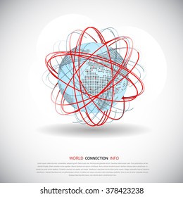 Modern globe connections network design theme