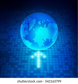 Modern globe connections network design with light pointer