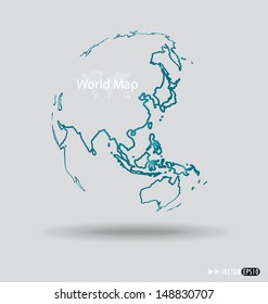 Modern globe drawing concept. Vector illustration.