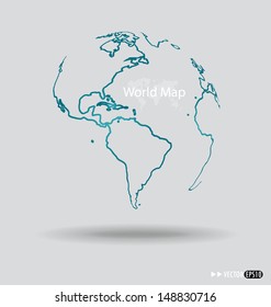 Modern globe drawing concept. Vector illustration.