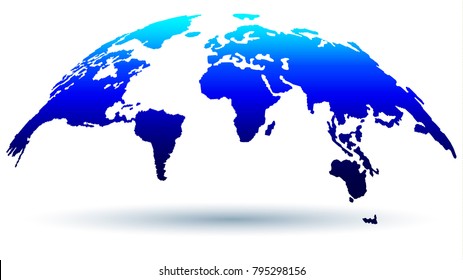 Modern Globe Map in Bright Blue Color Isolated on White Background. Safety & Security Concept. Vector Illustration