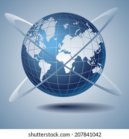 Modern globe network blue background, vector illustration