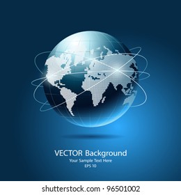 Modern Globe Network Blue Background, Vector Illustration