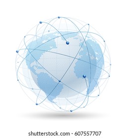 Modern globe network connection, Digital network background, Internet technology. Vector illustration