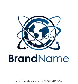 concepto de logotipo creativo de la órbita del globo terrestre moderna