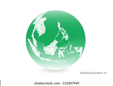 Modern globe (southeast asia). Vector illustration