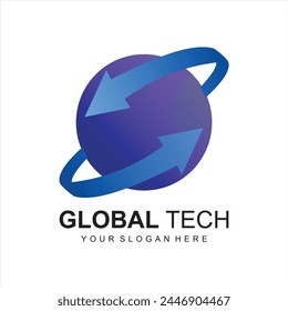 modern globe technology logo template