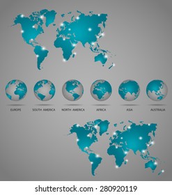 Modern Globes World Map Vector Illustration Stock Vector (Royalty Free 