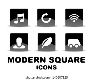 Conjunto de iconos cuadrados negros brillante modernos. Vector