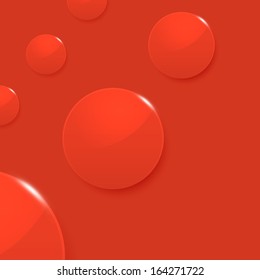 Modern glossy circles on red vector background