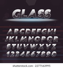Moderna Fuente Hi-Tech Glossy. Alfabeto Vector Techno hecho en vidrio brillante