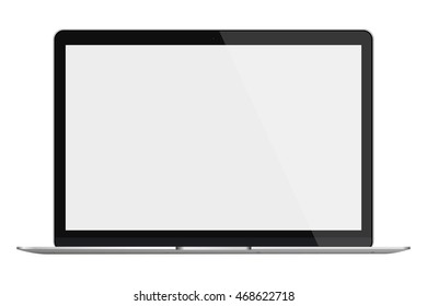 Modern glossy laptop with blank screen isolated on white background. Vector illustration. EPS10.