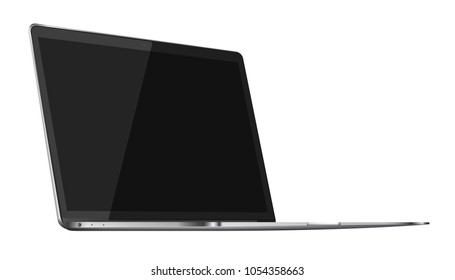 Modern glossy laptop isolated on white background. Vector illustration. 