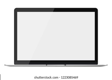 Modern glossy laptop isolated on white background. Vector illustration.