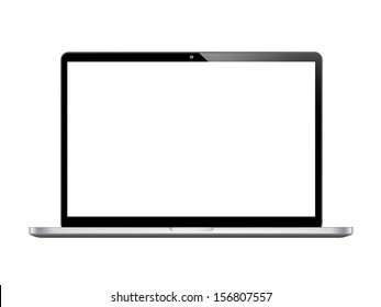 Modern glossy laptop isolated on white vector eps10 