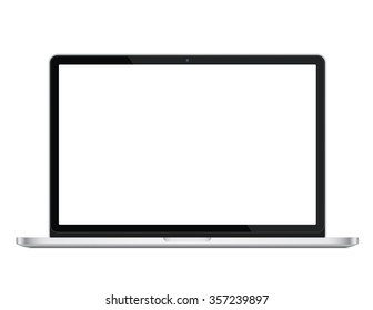 Modern glossy laptop, notebook or ultrabook isolated. Vector illustration.