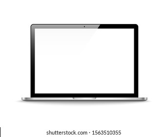 Modern glossy laptop on white background. Vector