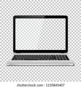 Modern Glossy Laptop With Transparent Screen Isolated On Transparent Background