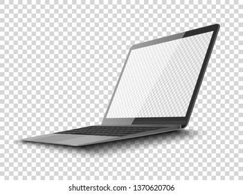 Modern glossy laptop with transparent screen isolated. Vector illustration. 