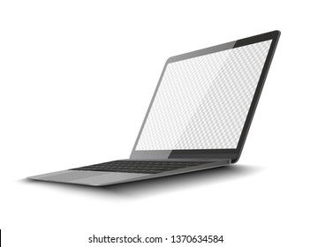 Modern glossy laptop with transparent screen isolated on white background. Vector illustration. 