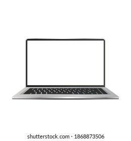 Modern glossy laptop with white screen. For advertising design. Isolated over white background. Vector eps10