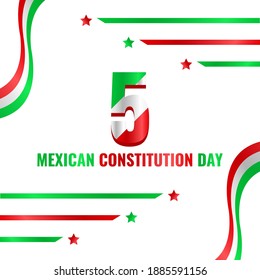modern glossy mexican constitution day design with flag and star decoration vector illustration