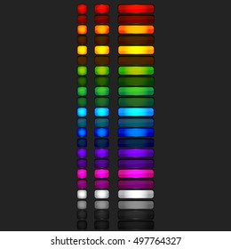 Modern Glossy Multicolored Web Buttons of Different Sizes from Blue to Black