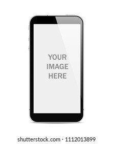 Modern glossy smartphone with blank screen isolated on transparent background. Vector illustration. EPS10.