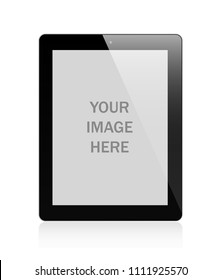 Modern glossy tablet with blank screen isolated on transparent background. Vector illustration. EPS10.