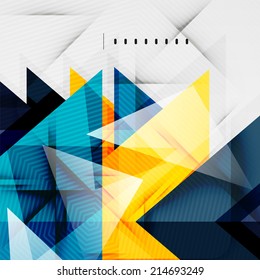 Modern glossy triangles business presentation background layout, web design template, figures for infographics