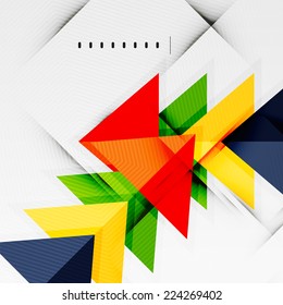 Modern glossy triangles business presentation background layout, web design template, figures for infographics