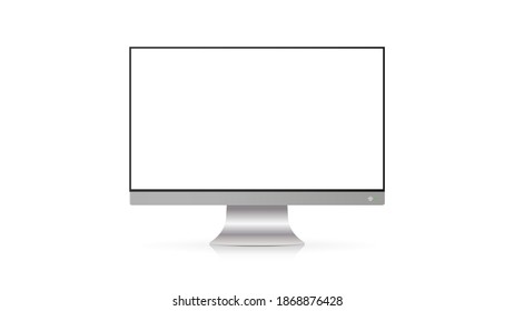 Modern glossy white screen monitor. For advertising design. Isolated over white background. Vector eps10