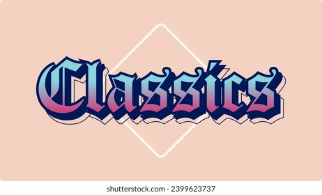 Modern Glothic Style Blue and Pink Gradient Fill CLASSIC Typgraphy Sign Template, Peach Background