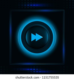 Modern glowing blue light forward button icon vector illustration