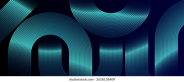 Modern glowing dynamic shapes composition design background vector illustration eps10. Abstract dark blue gradient background. Futuristic technology consept. High quality degital graphic.